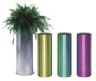Tall round aluminium planters with lacquered finish
